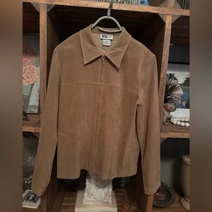 I.N. Studio Vintage Tan Zip Up Blazer Jacket Women's
